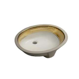 KOHLER Caxton Undercounter Bathroom Sink in White and Polished Gold K 