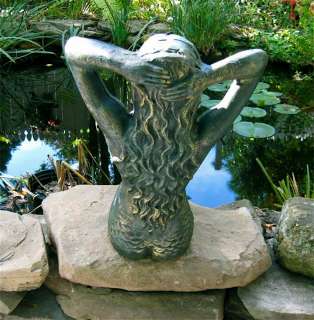 48 Sitting Sunning Mermaid Statue Iron Verdigris NEW  