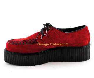 DEMONIA CREEPER 402S Mens Red Suede Creepers Shoes 885487002125 