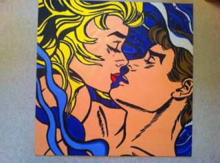 Küssendes Liebespaar im Wasser im Pop Art Stil auf MDF Platte in 