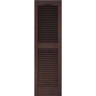 Builders Edge 15 in. x 52 in.Louvered Shutters Pair #009 Federal Brown