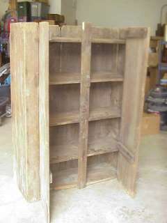 PRIMTIVE EARLY WOODEN LARGE CUPBOARD HUTCH SHELVES Cabinet  
