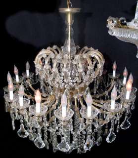 RaRe! Czech.18 LIGHT VINTAGE Maria Theresa CRYSTAL CHANDELIER 42by 48 