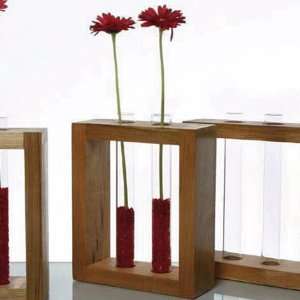 Vase Cube (Das exclusive Geschenk * Holz  / Reagenzglas * H 21 cm 