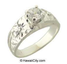Hawaiian French Mount .50 CT. CZ Ring Silver Jewelry  