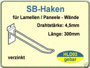 HLD03 2x SB   Haken L30 für Lamellen Wand Paneele /0,3  