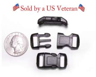 100 Buckles 3/8 (squares on backs) Side Release Great for Paracord 