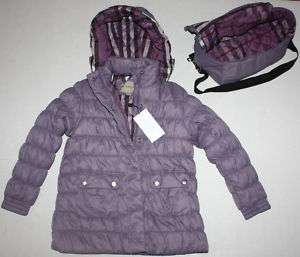 NWT Girls BURBERRY Lavender Coat Size 10Y + Extra Bag  