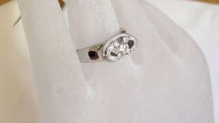 Estate Retro Round Diamond 14k White Gold Solitaire Engagement Ring NR 