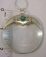 Magnifying glass pendant sterling silver rnd box chain  