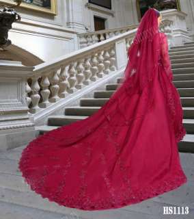 New Red Cathedral train Wedding dress Prom/ Dress  