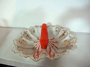 Signed 0575 fine porcelain divided lobster handle plate in excellent 