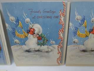   CHRISTMAS GREETING CARDS UNUSED SNOW PEOPLE 3 STYLES FREE SHIP 12 p