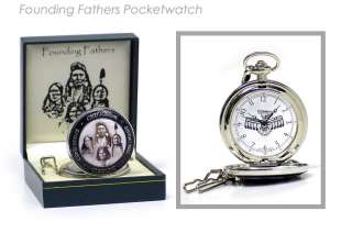 Indian Founding Fathers Silver Pocket Watch Chain & Box  