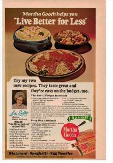 Vintage 1977 Martha Gooch Pasta Recipe Magazine Advertisement Ad Page 