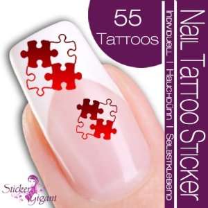 Nail Tattoo Sticker Puzzle / Puzzleteile   dunkelrot / rot  
