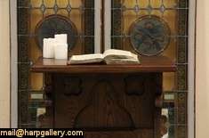   in gothic style this bible or book stand might be a reception desk as
