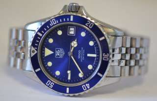Mens TAG Heuer Professional 1000 Dated Blue Dial & Bezel 980.613N Good 