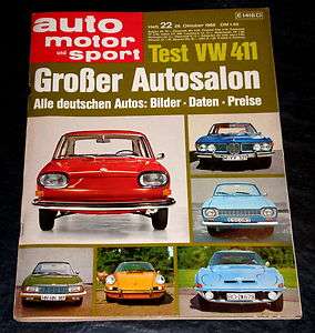   Test VW 411,Fiat 850 Sport Spider,Pariser Salon 68,deutsche Autos 68/9