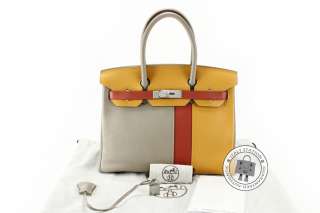   AUTHENTIC Hermes Togo+tc+chamonix Birkin Tri color Leather 30 Tote Bag