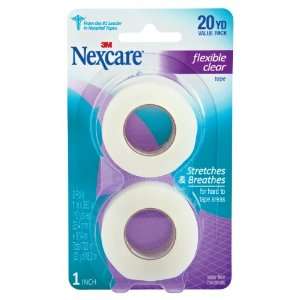 Nexcare Flexible Clear Carded 1 Inch Wide First Aid Tape, 10 Yard Roll 