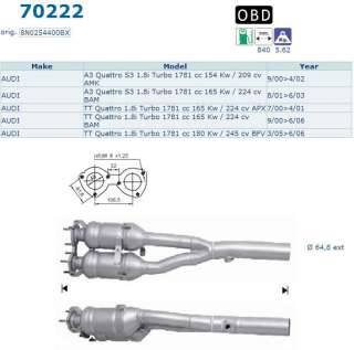 Pot catalytique pour Audi A3 Quattro S3 1.8i Turbo 209 224cv de 09 