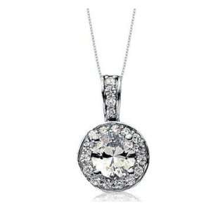   Carat Diamond Circle 14k White Gold Solitaire Pendant Jewelry