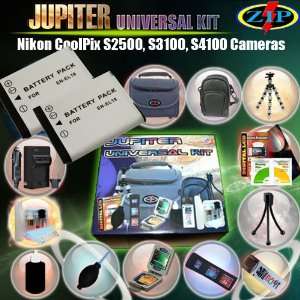   Camera Bag, Leatherette Case, 2 EN EL19 1000 mAh Batteries, Mini AC/DC