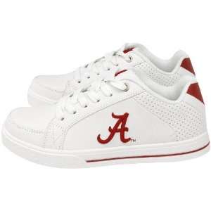 Alabama Crimson Tide Ladies White Team Logo Leather Tennis Shoes 