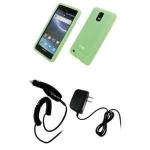 EMPIRE Glow in the Dark Green Silicone Skin Case Cover + Car Charger 