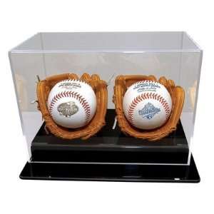  BAS 206 2 Two Baseball Soft Brown Glove Display Case Toys & Games
