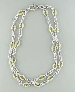   KAY STERLING SILVER 18K GOLD CHAIN LINK TWO STRAND NECKLACE  