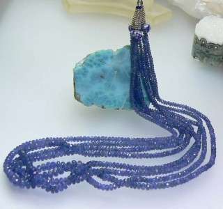 GEM BLUE FACETED SAPPHIRE BEADs 4 STRAND NECKLACE 266ct  