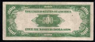 1928 $500 Five Hundred Dollar Bill Federal Reserve Note FRN 1928 Cash 