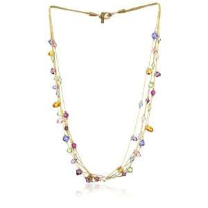  Gold Silk 5 Strand Multi Color Crystal Necklace: Jewelry
