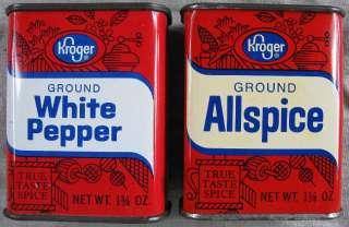 Lot of 2 1960’s Kroger Spice Tin~White Pepper~Allspice  