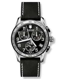 Victorinox Swiss Army Watch, Mens Chronograph Black Leather Strap 