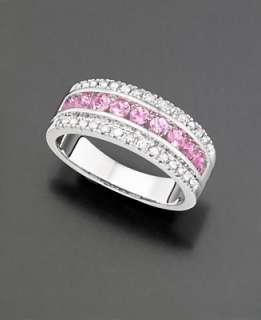 14k White Gold Ring, Pink Sapphire (9/10 ct. t.w.) and Diamond Accent 