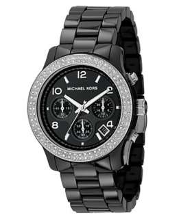 Michael Kors Watch, Womens Chronograph Stainless Steel and Black 