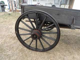 Antique Horse Drawn Wooden Wheeled Wagon Wagon Oak Gear Full Sized 