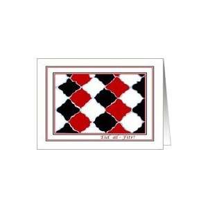  Arabic Eid al Fitr, Mosaic Black White and Red Card 