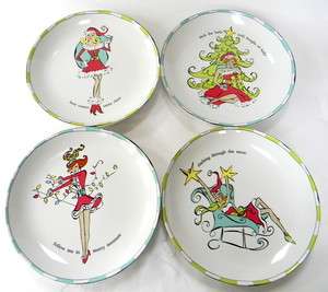 Rosanna Santa Baby Plates Set of 4 Dessert Salad Plates Christmas New 