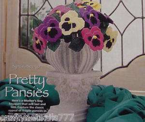 Pretty Pansies & Basket 8x7 Plastic Canvas Pattern  