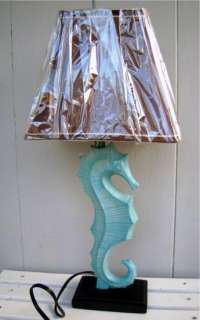 Seahorse Lamp Aqua Nautical Beach Decor Table Electric Light Weathered 