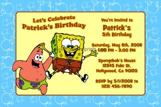   Squarepants Custom Birthday Party Invitations Printable Personalized