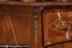 French Marquetry Marble Top Bombe Chest  