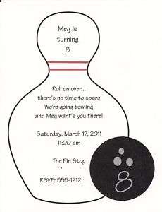 10 Bowling Pin Birthday Party Invitations Personalized  