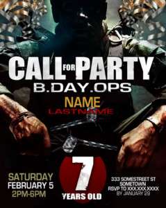CALL OF DUTY BLACK OPS BIRTHDAY INVITATIONS INVITES PARTY FAVORS 
