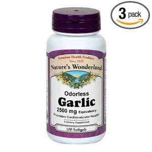 Natures Wonderland Odorless Garlic Softgels, 2500 mg, 100 