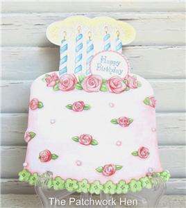 Carol Wilson Birthday Card Cake w/Candles and Roses Glitter CG1610 